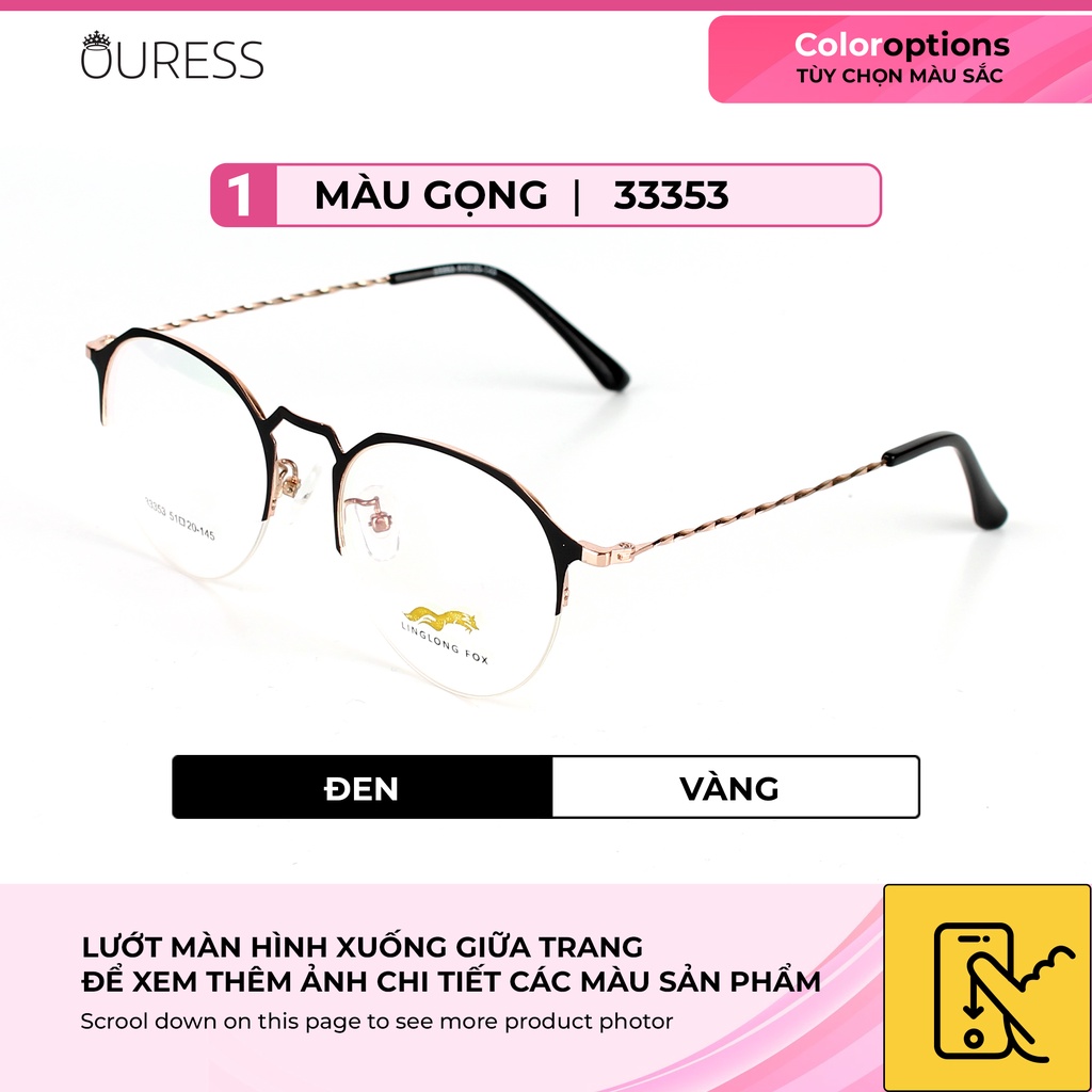 Gọng kính hợp kim siêu nhẹ hợp thời trang hàng chính hãng Ouress 33353