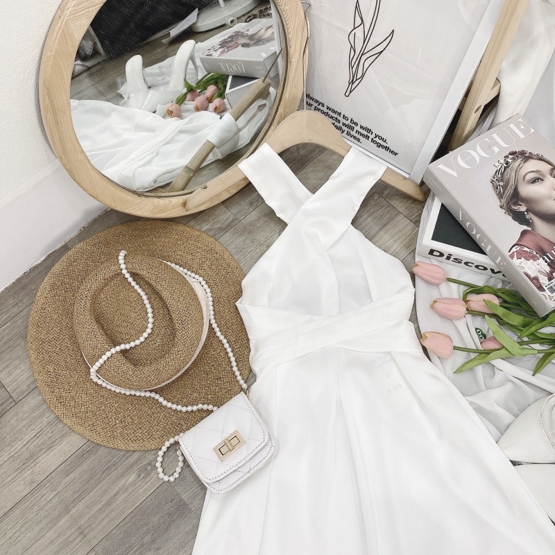 VÁY LỤA SATIN HỞ LƯNG SIÊU ĐẸP
