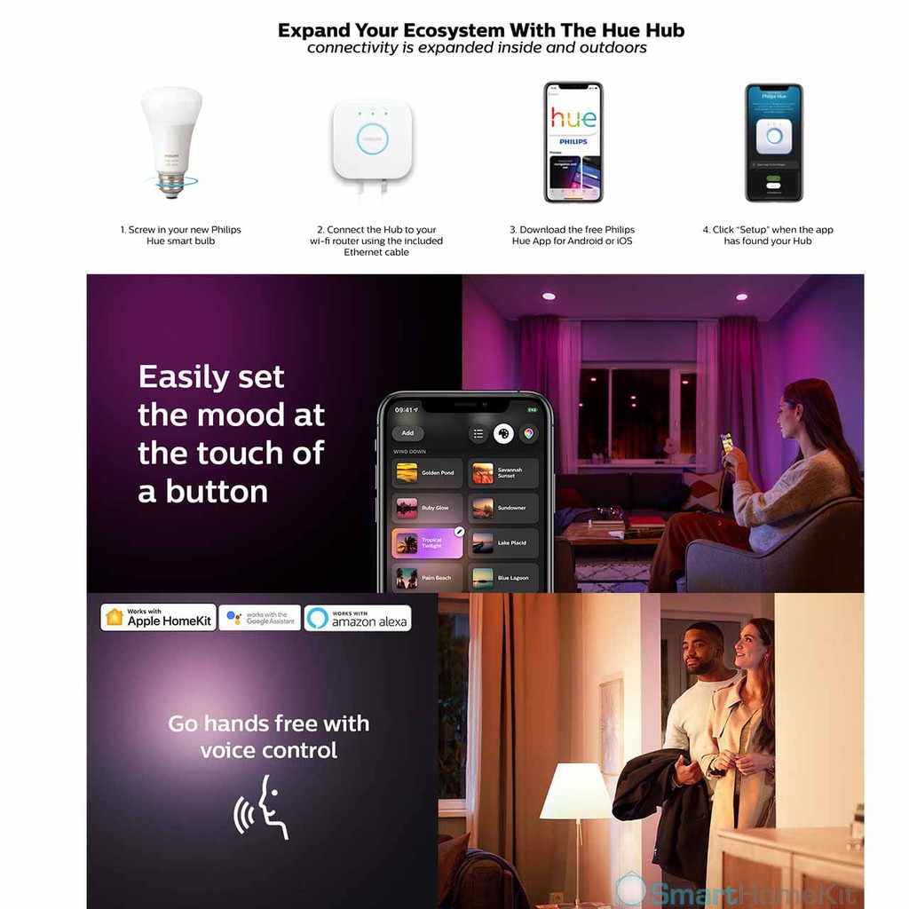 Đèn thông minh Philips Hue Candle White and Color Ambiance E14 6.5W 220-240V 16 Triệu màu điều khiển bằng điện thoại