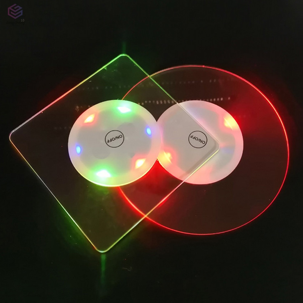 Đế Lót Ly Siêu Mỏng Chống Thấm Nước Có Đèn LED Nhiều Màu Sắc Siêu Mỏng