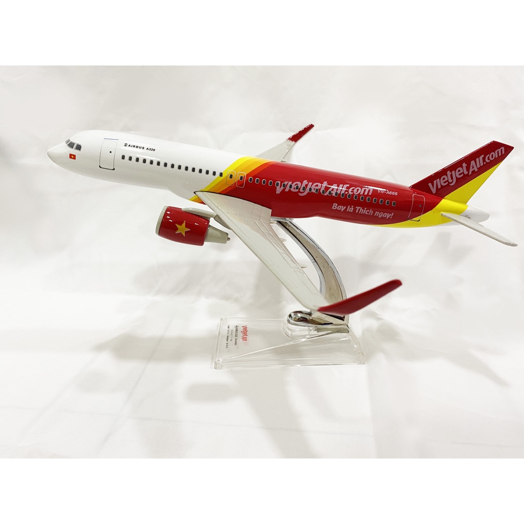 Mô Hình Máy Bay Vietjet Air 37.5cm, Máy Bay Kim Loại Sơn Theo Tiêu Chuẩn Các Hãng Hàng Không, Mô Hình Tĩnh Decor