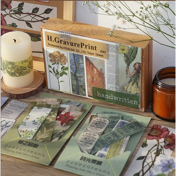 Túi 40 dải sticker vintage retro Floating trang trí bullet journal | BSB289