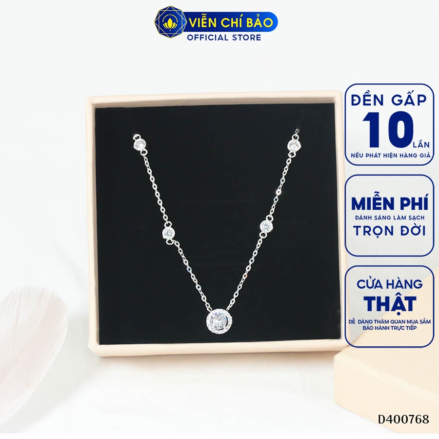 Dây chuyền bạc nữ mặt đá tròn new chất liệu bạc 925 thời trang phụ kiện trang sức Viễn Chí Bảo D400768