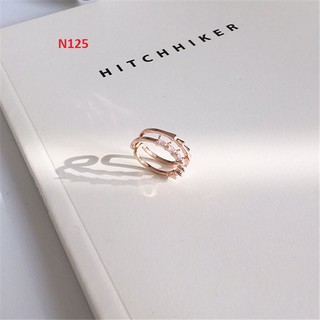 Nhẫn nữ mạ bạc 925 hai viền răng cưa đính ngọc N125 Mayconner