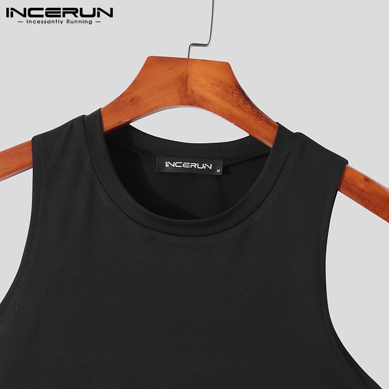 INCERUN Áo Thun Ba Lỗ Màu Đen Phối Tua Rua Thời Trang Mùa Hè Cho Nam Giới