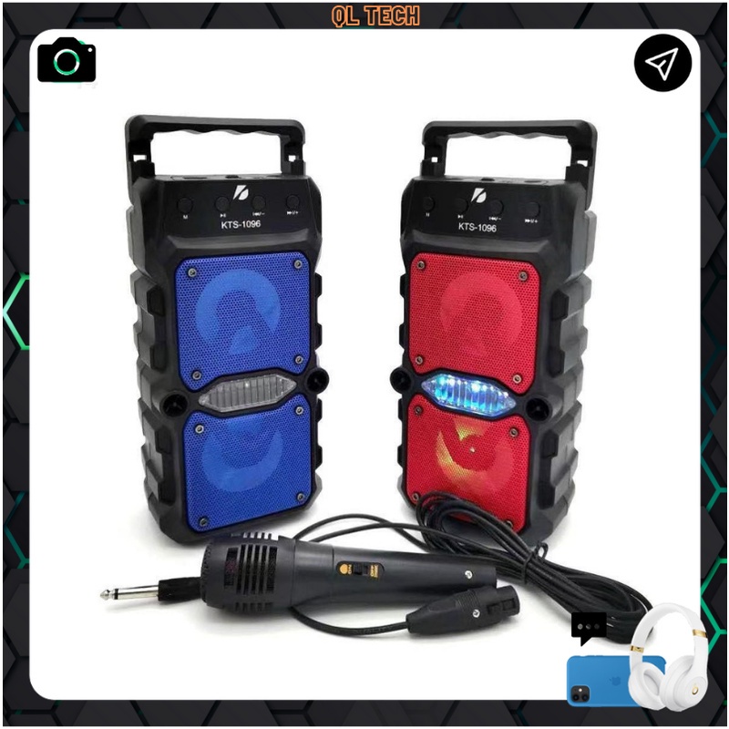 Loa Bluetooth Karaoke Mini Kèm Mic SK-1096 Nghe Nhạc Hay, Có Đèn Sáng - Diycase