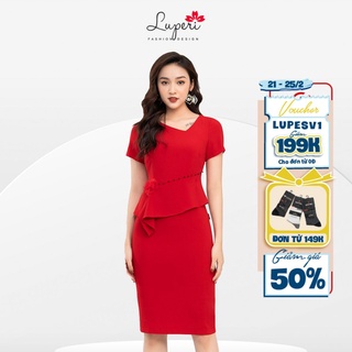 Đầm công sở dáng ôm đính hoa ở eo LUPERI LFV3149