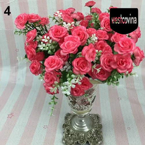 [Hot]☀ 1 Bó 5 Nhánh 15 Bông Hoa Hồng Giả Bằng Lụa