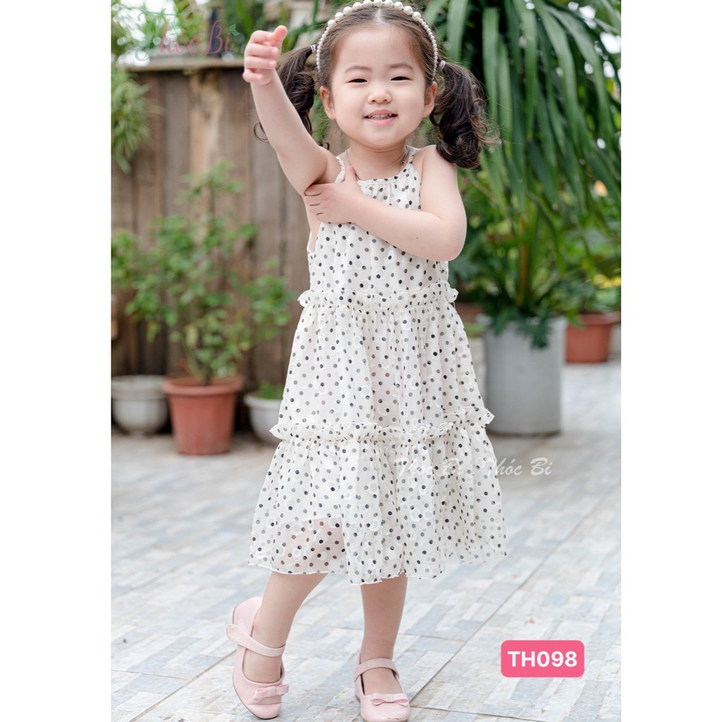 Váy Maxi Yếm Chấm Bi 3 màu cực xinh đủ size 1Y-10Y (Hàng thiết kế)