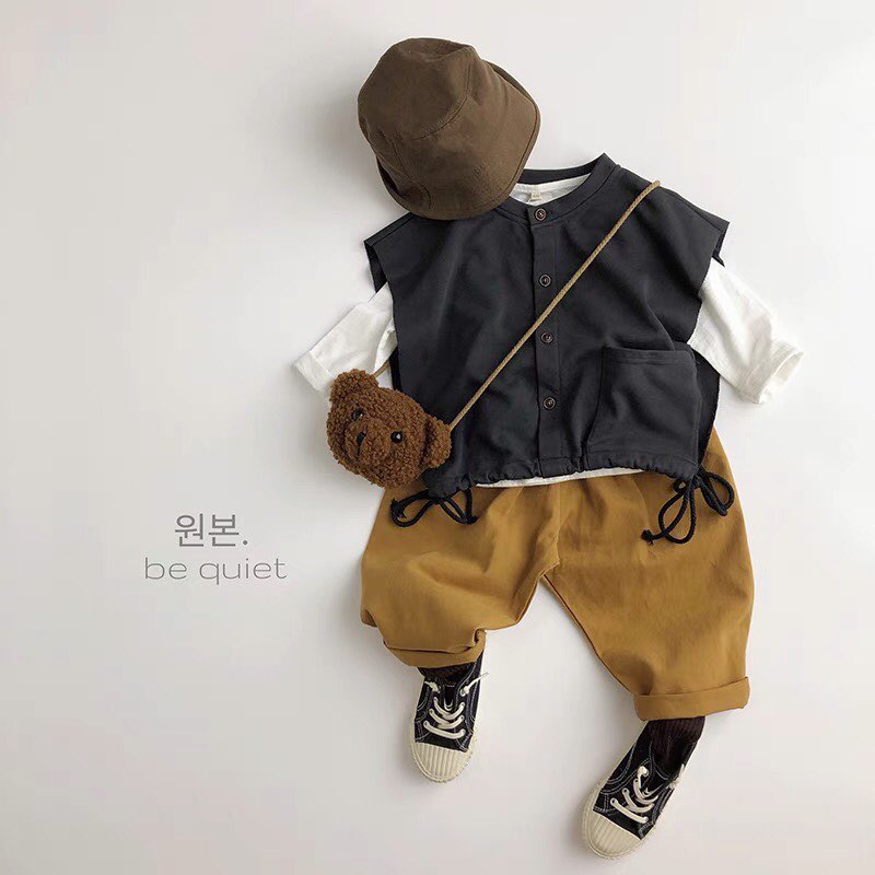 Áo thun trơn dài tay Hàn Quốc phù hợp bé gái bé trai size 80-120