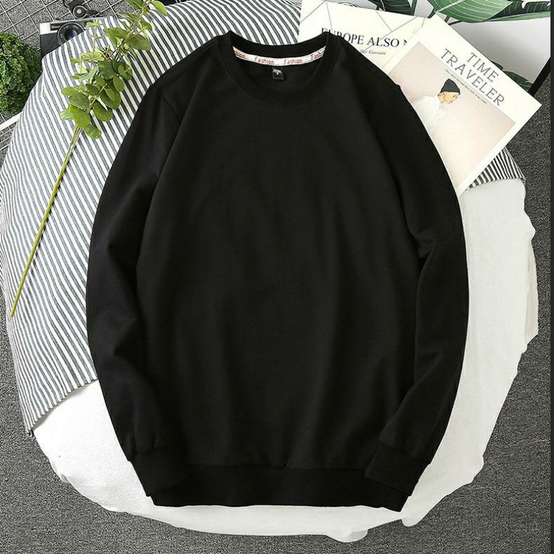 Áo nỉ sweater trơn thu đông nam nữ, áo nỉ bông da cá dày dặn, From rộng Unisex