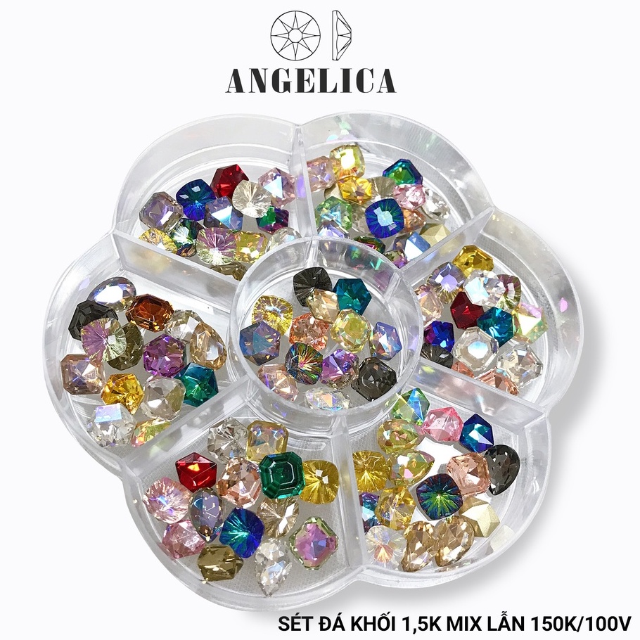 Set Đá Khối Nail Chân Vàng Mix Nhiều Màu Trang Trí Móng ANGELICA SDK1.5K-100