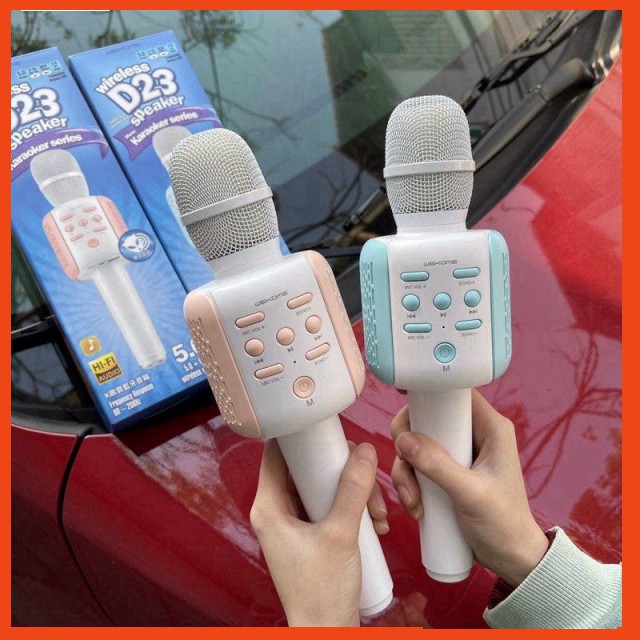 [CHÍNH HÃNG] Mic karaoke cầm tay chính hãng WK D23 hỗ trợ ghi âm kết nối bluetooth cắm được USB và thẻ nhớ