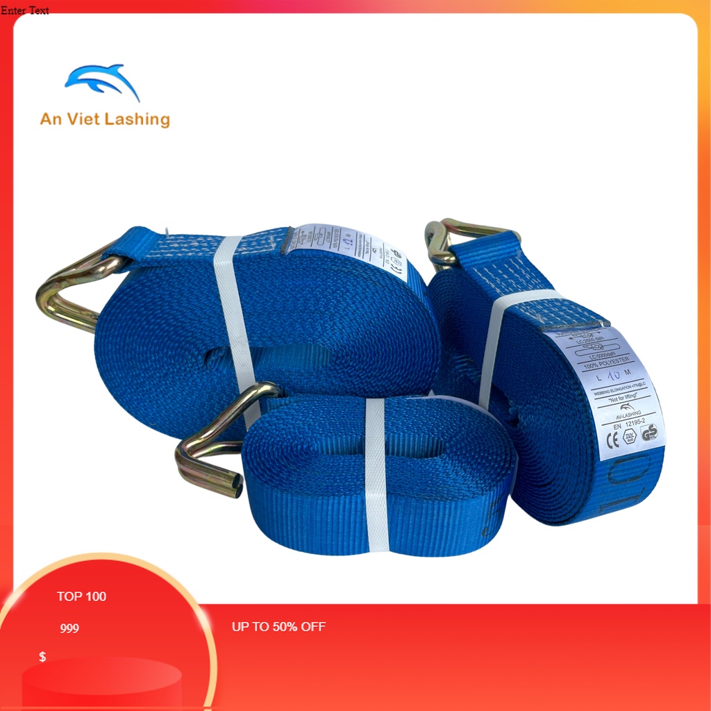 Bộ dây tăng đơ chằng hàng bản rộng  tải trọng 5 tấn màu xanh