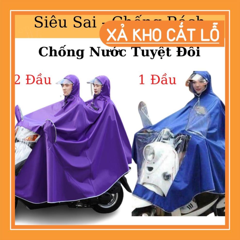 [Thanh lý xả kho] Áo Mưa Đơn Đôi Phản Quang Cánh Dơi 1 và 2 Đầu Có Kính Che Bọc Gương