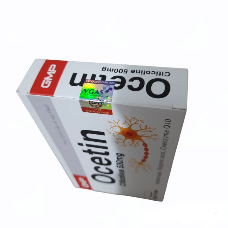 Viên uống bổ não OCETIN - Citicolin 500mg - HUNASUN 500 dùng cho người sau tai biến mạch máu não, rối loạn tiền đình