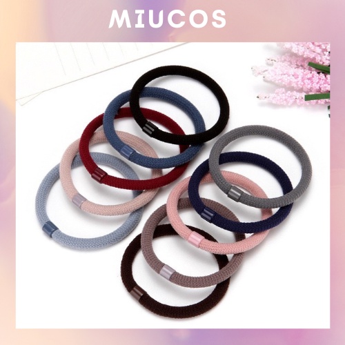 Set 10 dây cột tóc co giãn thun cột tóc trơn mềm nhiều màu
