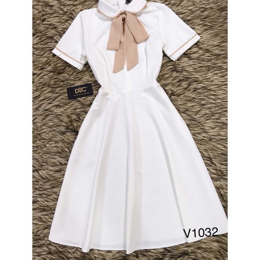 Đầm chữ A Cổ Sơ Mi Chiết Eo Kèm Nơ Ruy Băng | BigBuy360 - bigbuy360.vn