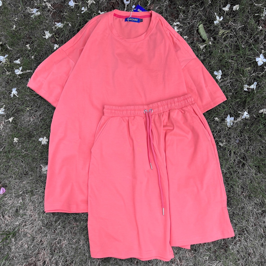 Bộ Áo Quần basic trơn nhiều màu MEANSTORE set đồ unisex nam nữ dáng rộng form oversize phong cách Ulzzang Hàn Quốc