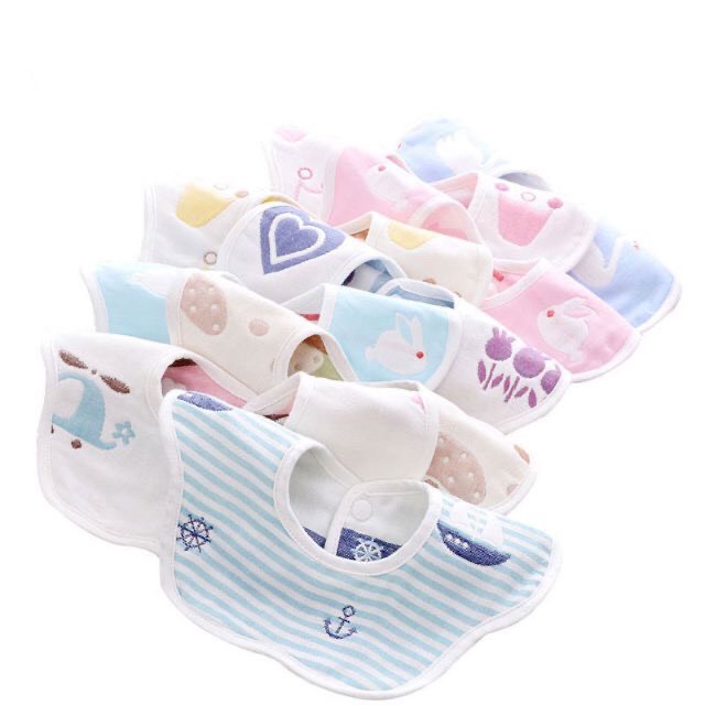Set 3 Yếm xô xoay 360 độ 2 mặt 6 lớp cho bé ăn dặm