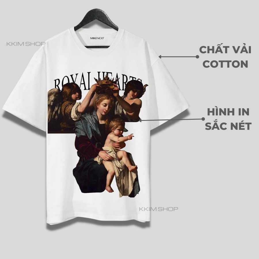 Áo Thun Tay Lỡ MIKENCO ROYAL HEARTS, áo phông unisex Form rộng oversize, chất liệu Cotton. KKIM Shop