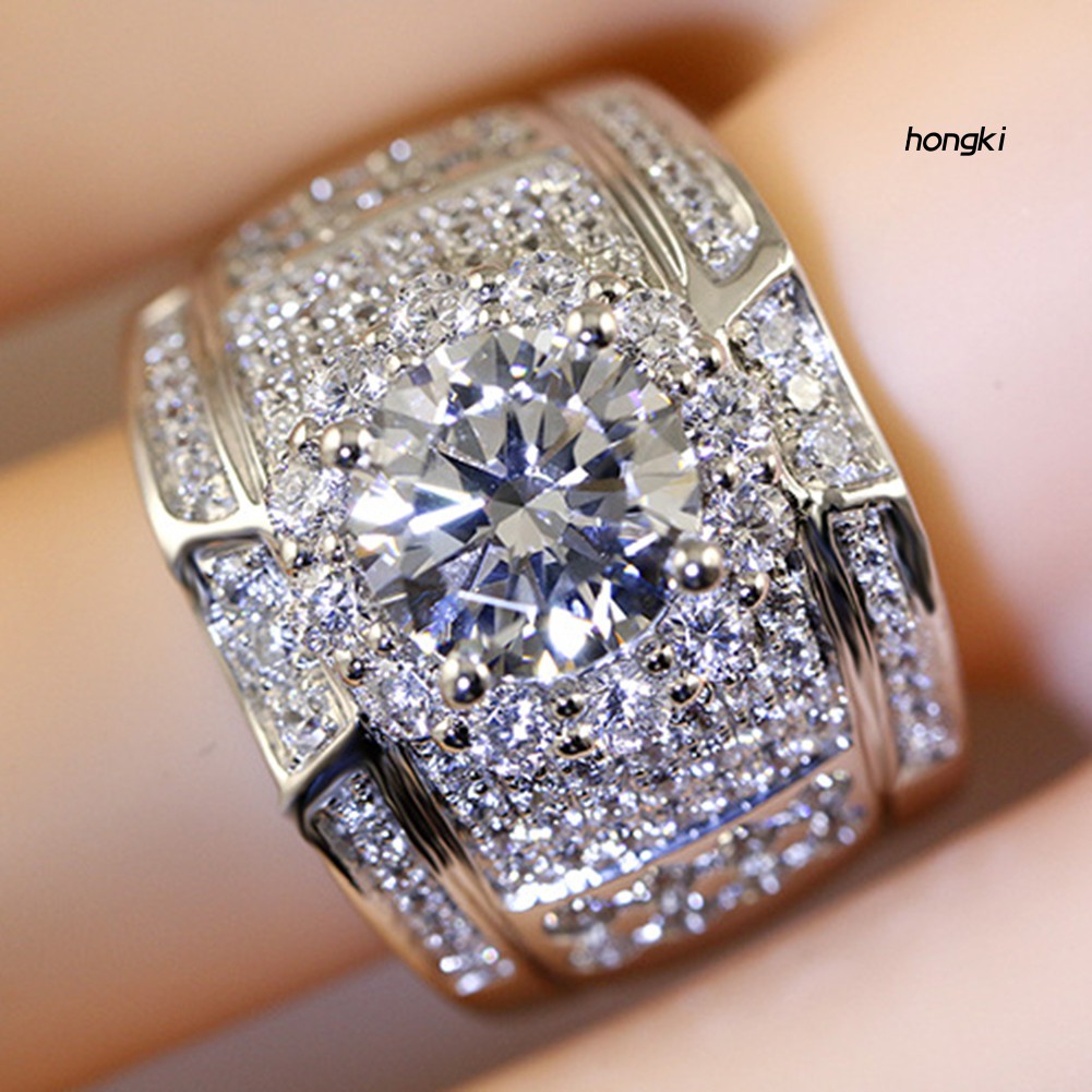 Nhẫn mạ bạc đính đá nhân tạo thời trang thích hợp cho nam