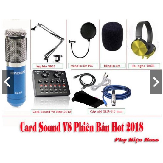 Trọn Bộ Live Stream Thu Âm V8 Mic Bm900