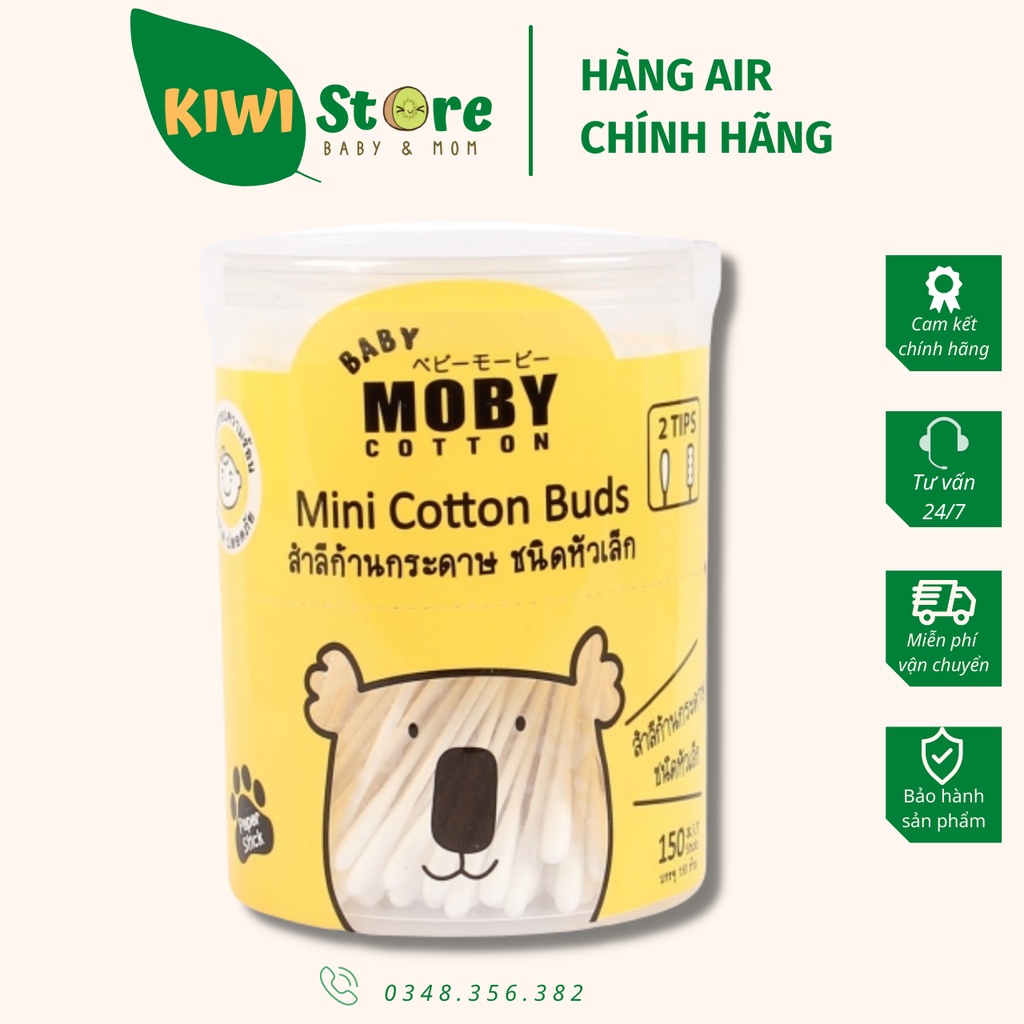 Tăm bông Moby Thái Lan cho bé (hộp 150 que)