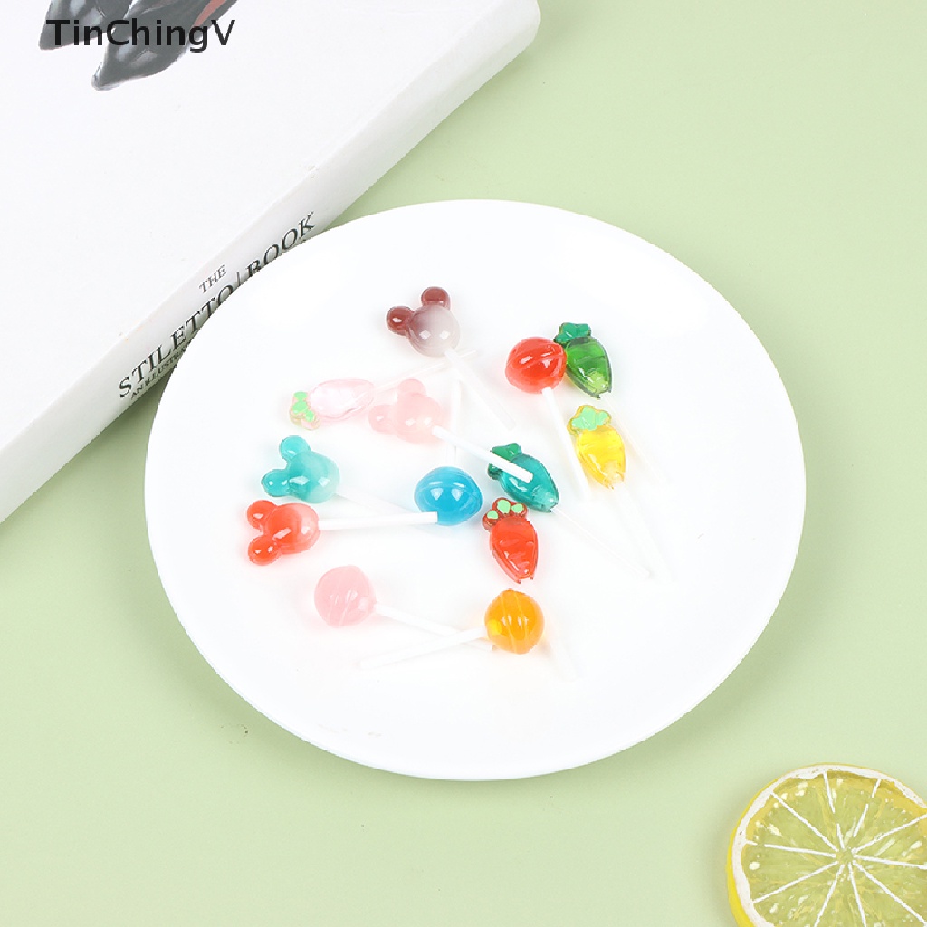 Bộ 5 Kẹo Mút Mini Bằng Nhựa Resin Dùng Trang Trí Nhà Búp Bê