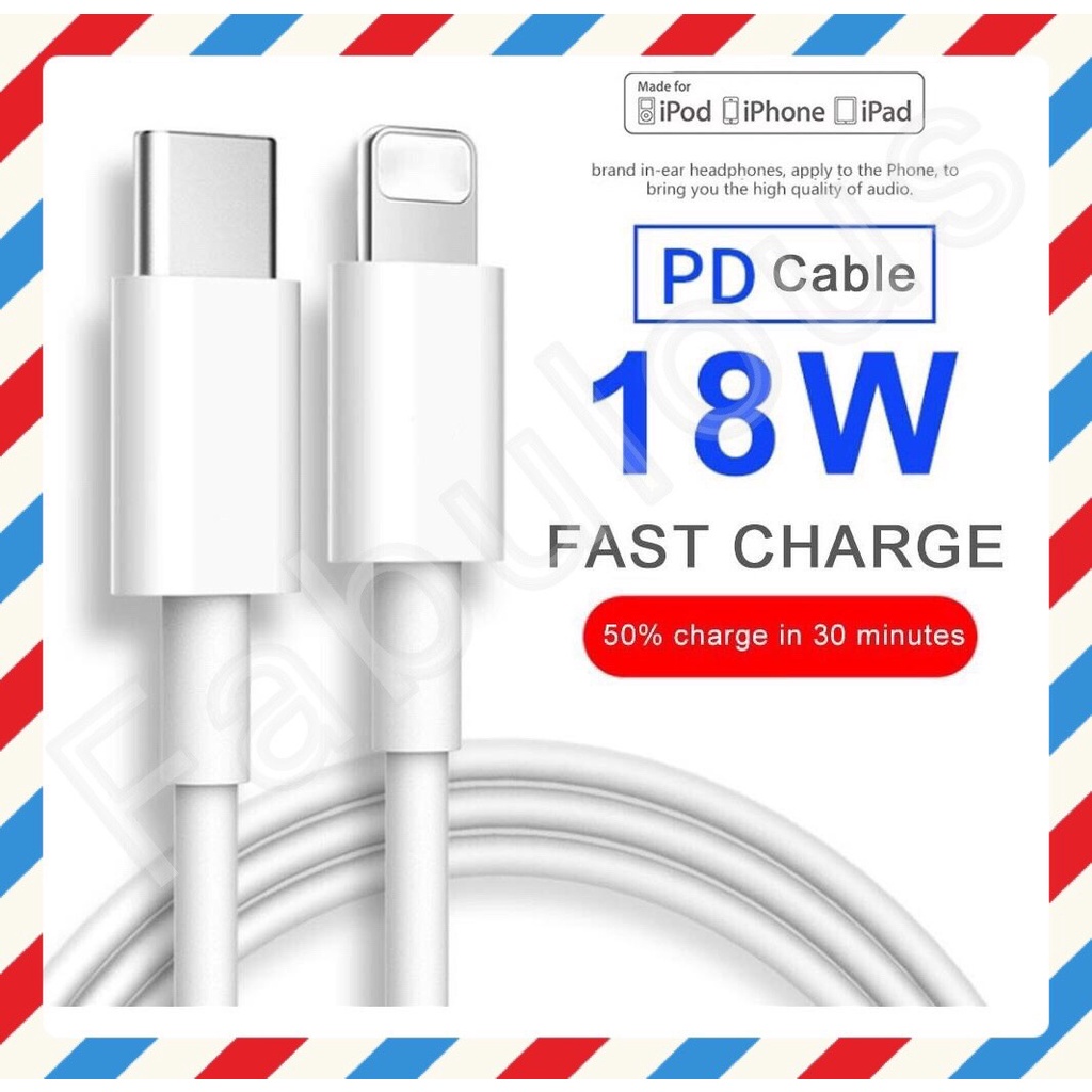 (Dài 1m / 2m) Cáp Sạc Nhanh PD 18W / Lightning USB Cho iPhone / IPad