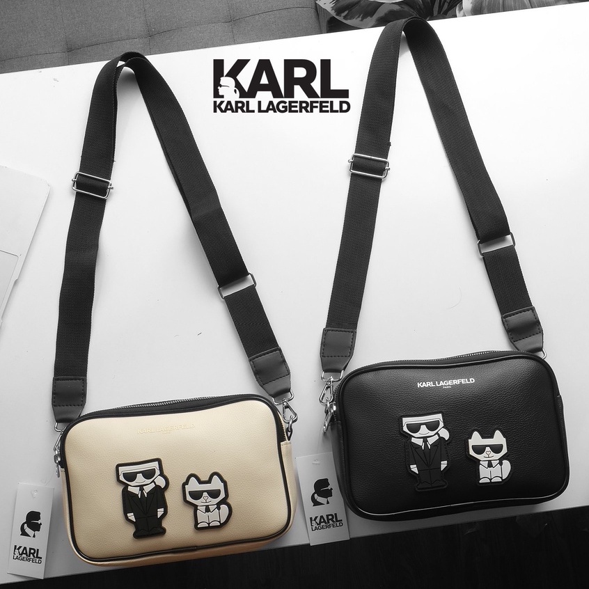 TÚI ĐEO CHÉO UNISSEX KARL LAGERFELD   Chất liệu da si chống nước 100%,Logo chất cao su nổi 3D xịn xò