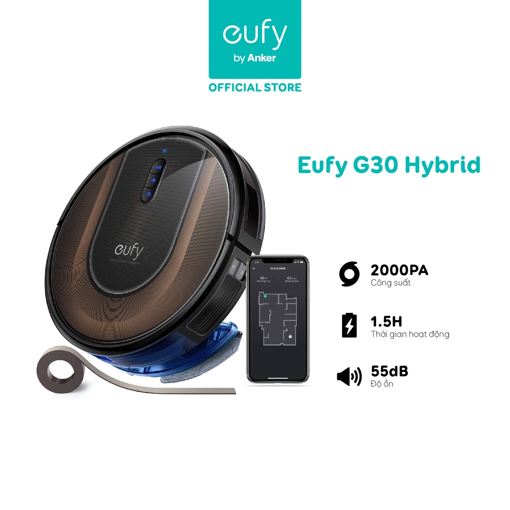 Robot hút bụi Eufy G30 Hybrid hỗ trợ vẽ Map