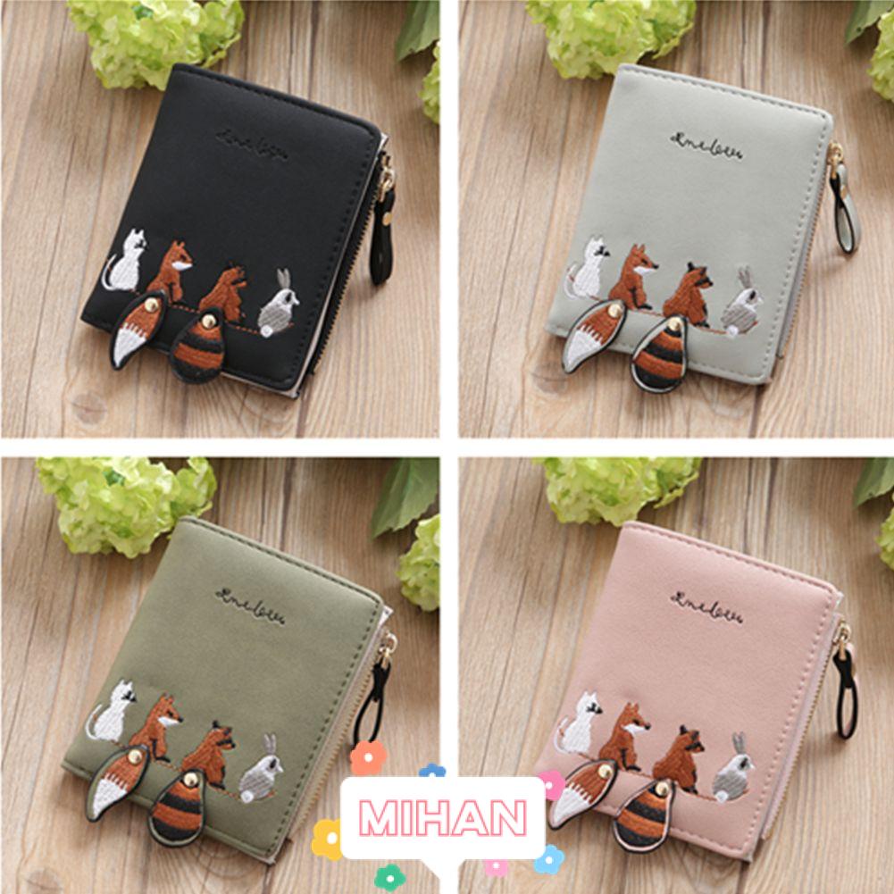 Ví Da PU Dáng Ngắn In Hình Cáo Thời Trang MIHAN1 Giá Đỡ