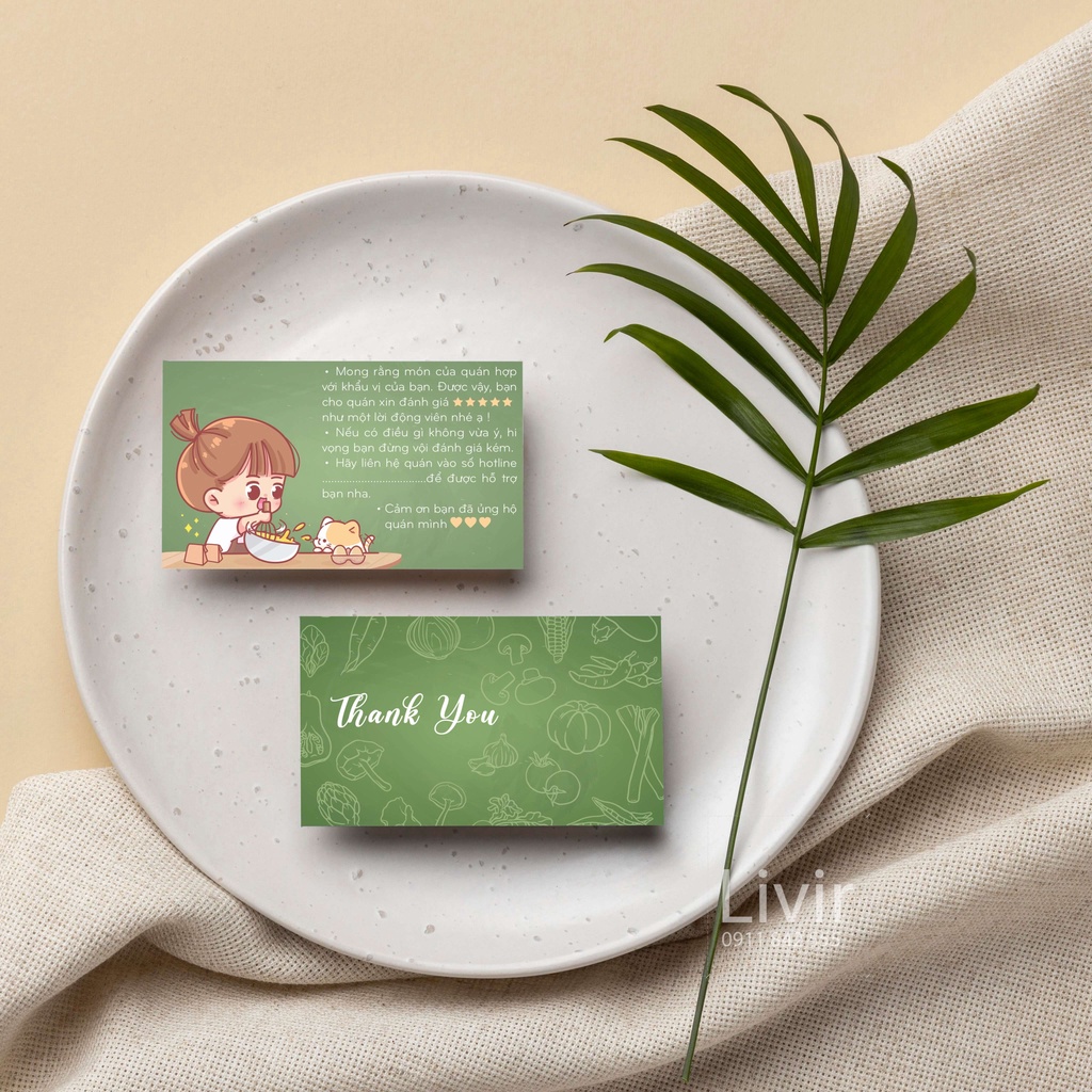 100 Thiệp/Thẻ Cảm ơn - Card in chữ Thank you dành cho quán ăn