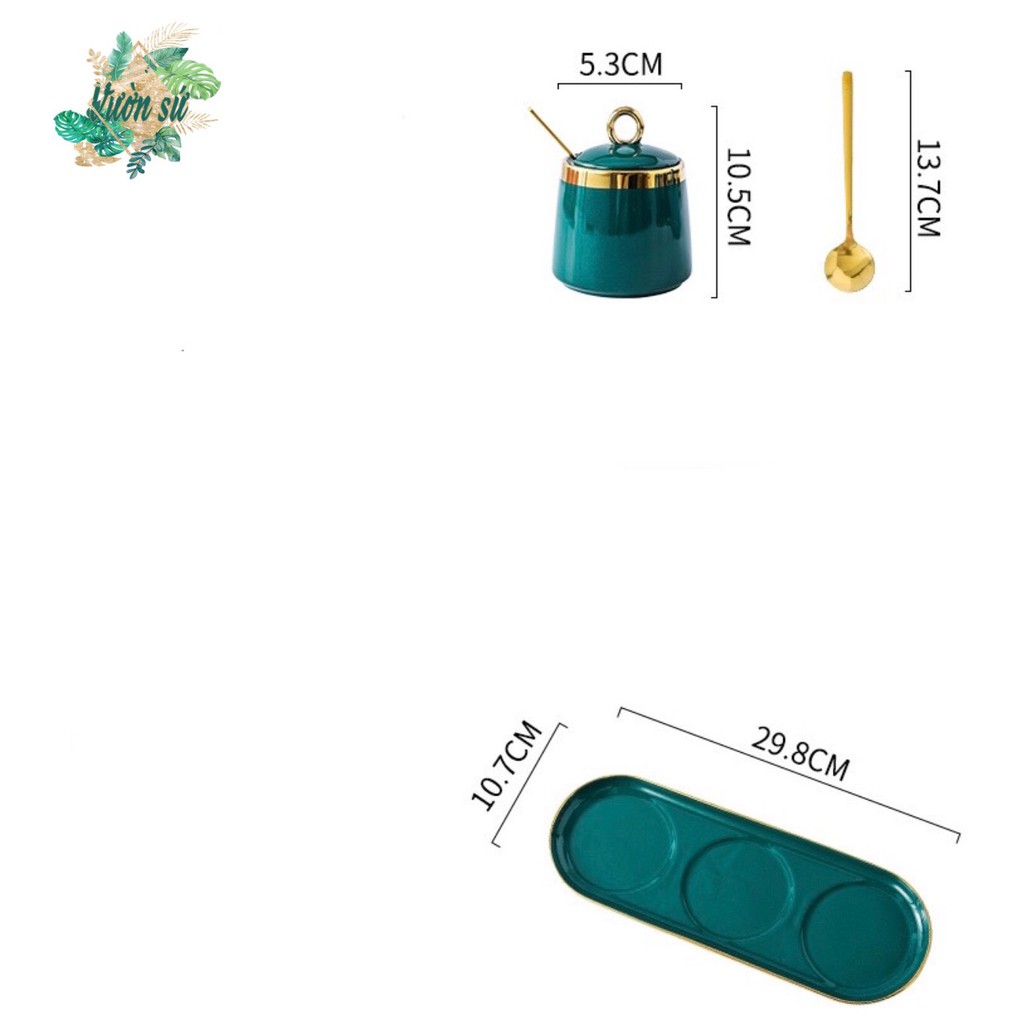 Bộ hũ gia vị viền mạ vàng  cao cấp - VS122