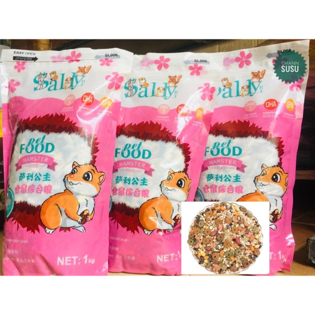 Thức ăn Sally toàn diện 1000g cho chuột lang, hamster các loại hạt ngon dinh dưỡng cân bằng cho thú cưng chuột sóc