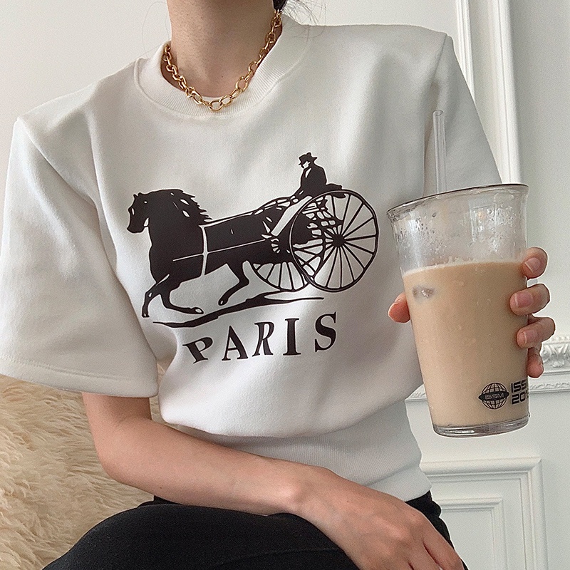 Áo Thun Nữ Cộc Tay Thun Bó Ôm Eo In Chữ PARIS Cá Tính Sang Chảnh Kiểu Pháp AO036