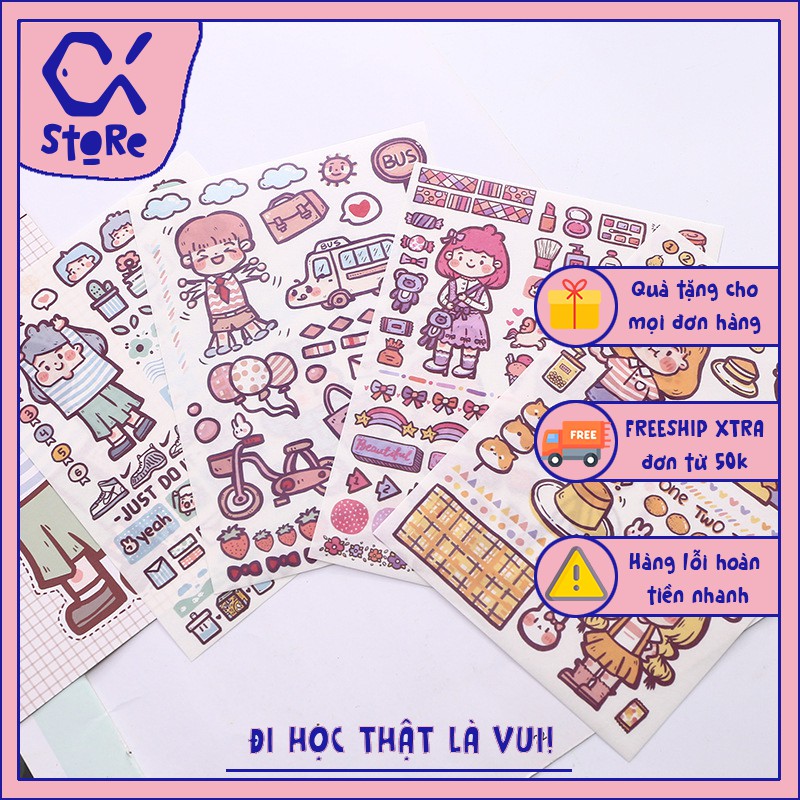 Bộ 4 tấm x 20 sticker hoạt hình dễ thương Cá store hoạt hình, siêu cute