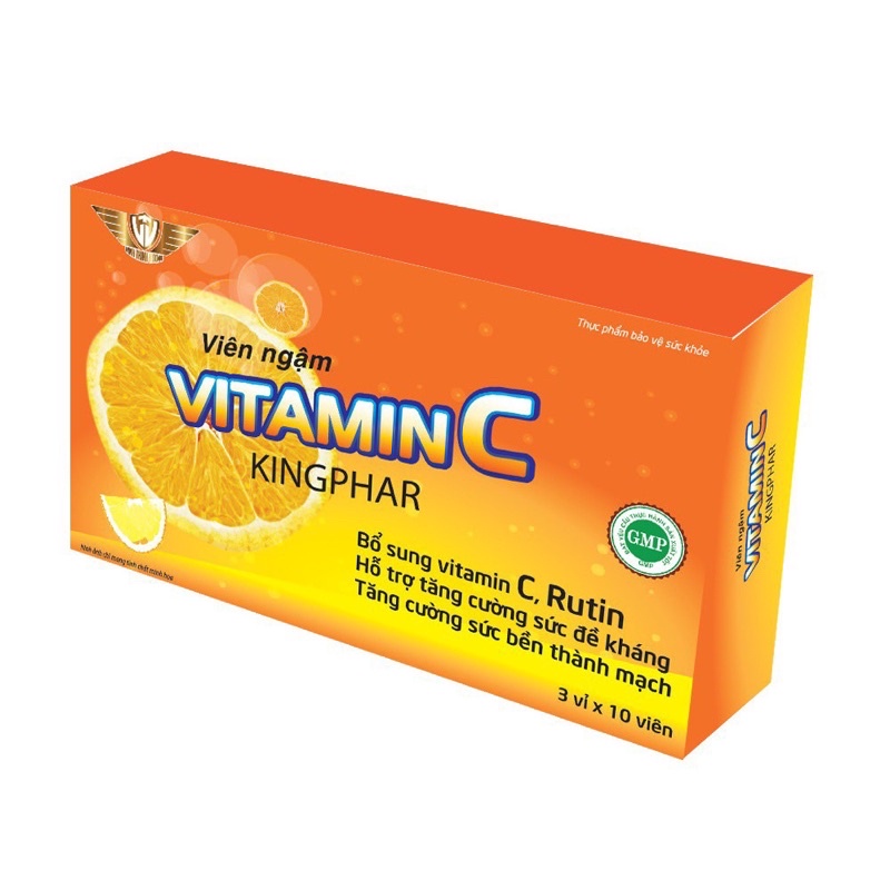 Viên Ngậm VITAMIN C kingphar - Hộp 30 Viên nhai - Hỗ trợ trăng cường sức đề kháng , Bổ sung Vitamin C cho cơ thể.