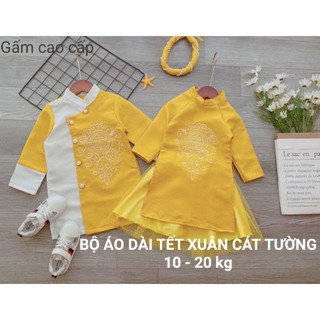 ÁO DÀI GẤM CHO BÉ MỀM MẠI THOÁNG MÁT TẾT XUÂN CÁT TƯỜNG haivanco HOẠ TIẾT ĐẸP MẮT 10 đến 20 kg ĐI TIỆC ĐI CHƠI ĐẸP