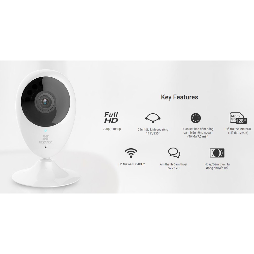 Camera giám sát không dây IP Wifi Ezviz C2C 720P 1080P (Ezviz Mini O  CS-CV206 | Shopee Việt Nam