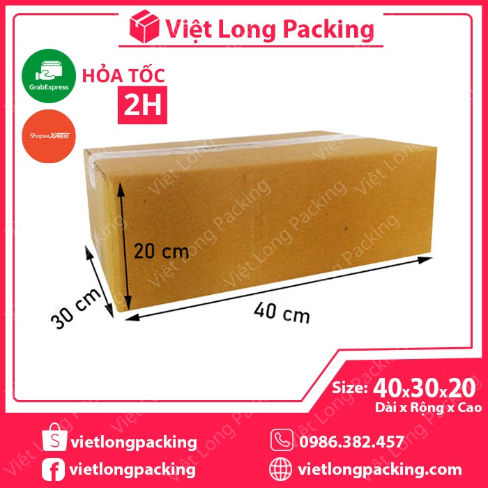 40x30x20 Combo 10 hộp carton gói hàng - Thùng giấy đóng hàng