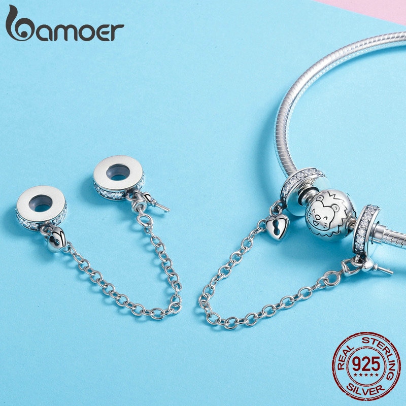 Mặt trang sức Bamoer mặt khắc chữ hình trái tim phối dây xích thời trang