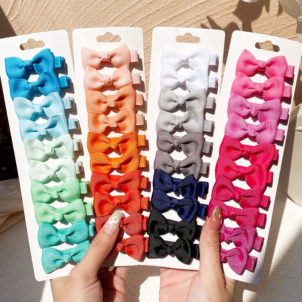 RainBow Bows Set 10 Kẹp Tóc Nơ Nhiều Màu Sắc Cho Bé Gái
