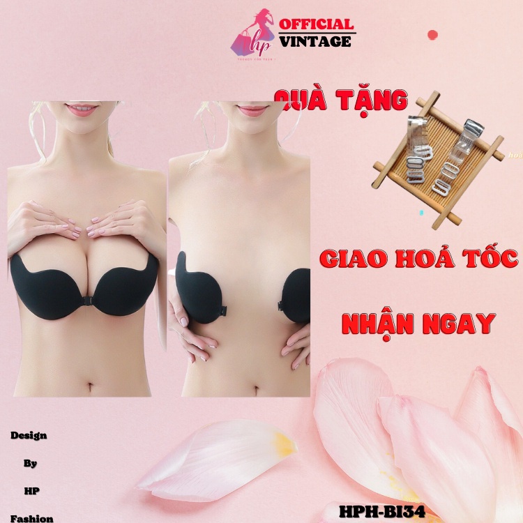 Miếng dán ngực đúc su cài trước siêu bám dính nâng ngực tạo khemặc áo hở lưng mã BI34