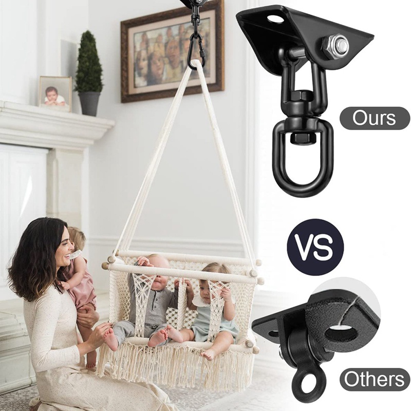 Móc Treo Đồ Gắn Trần Nhà Xoay 360 Độ Tiện Dụng° Móc Xích Đu Treo Túi Đấm Bốc 450KG