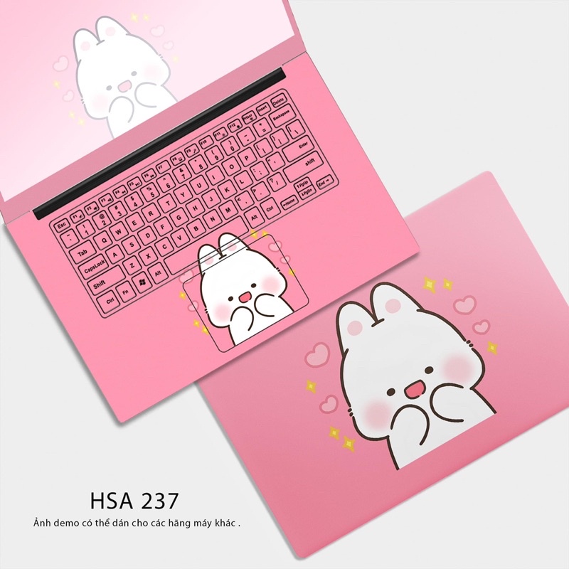 Miếng Dán Laptop - MẪU THỎ HỒNG - Skin Dán Laptop Cắt Sẵn Dành Cho Tất Cả Các Laptop