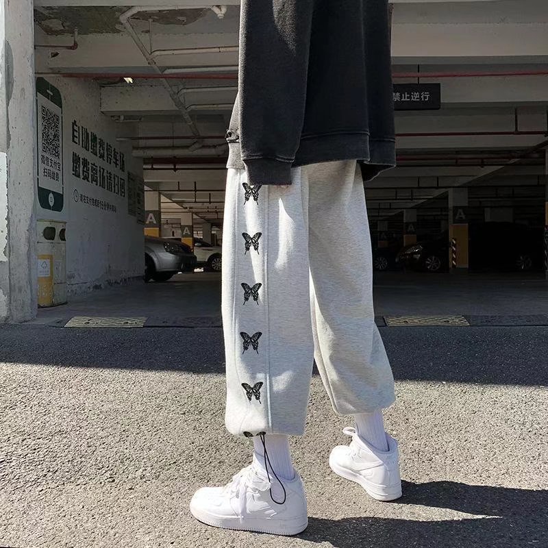 Quần Thể Thao Ống Rộng In Hình Bướm Thời Trang Hàn Quốc Dành Cho Nam Size S-3xl