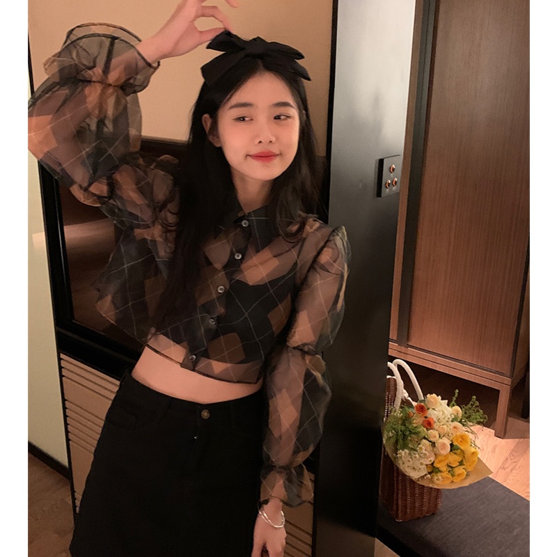 Áo Sơ Mi Tay Dài Hoạ Tiết Sọc Ca Rô Thiết Kế Hợp Thời Trang Cho Nữ