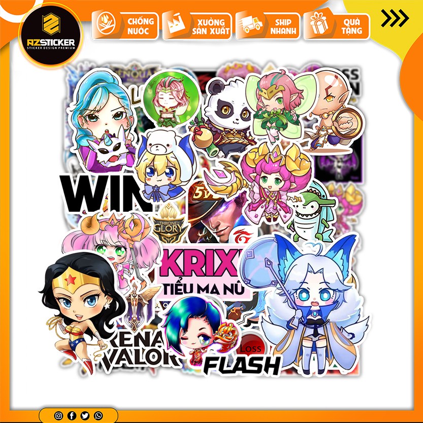 [Set 100+] Sticker Liên Quân Mobile | Dán Nón Bảo Hiêm, Điện Thoại, Laptop, Bình Nước...Chống Nước, Chống Bay Màu